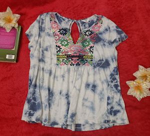 Navy Blue And White Top