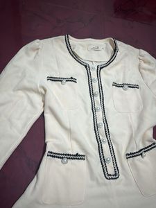 Cream Dress with Black Trim