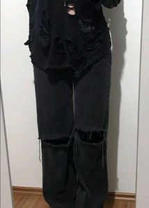 MNG Black Stripped Denim Jeans