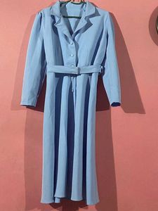 Blue Dress Midi Length