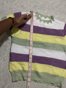 Multicolour Colour Crop Top For Woman