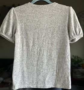 Zara Grey Puff Sleeve Top Size - Small