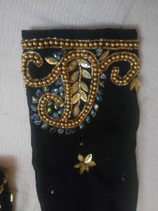 Black &amp; Gold Embellished Blouse Y2K