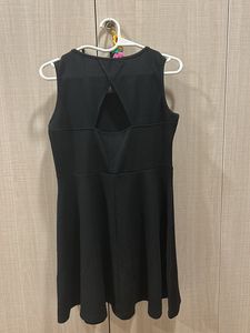 Black Flared Dress With Triangle Back Cutout