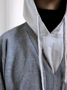 Grey Hoodie Double Drawstring