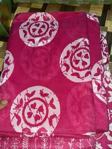 Pink Floral Embroidered Slub