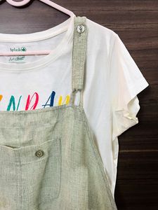 Green Dungaree Dress.