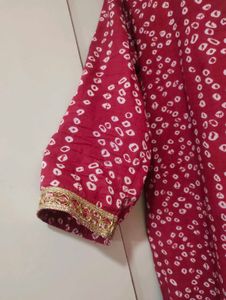 Branded Bandhni  Red Printed Kurta Set