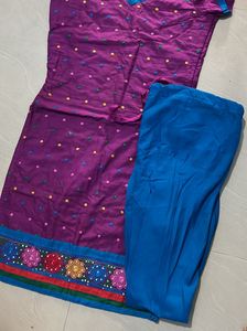 Kurta With Blue Patiyala Pent