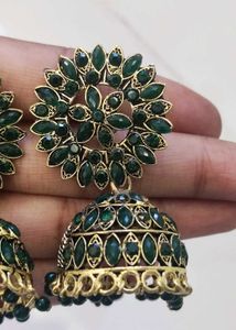 Green Jhumka Earrings