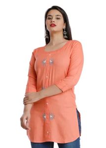 Peach Embroidered Kurta