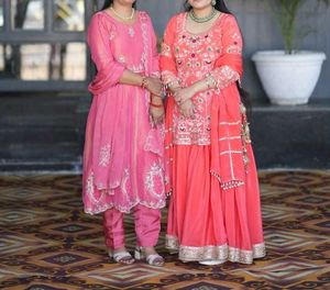 Elegant Peachish Kurti Ghagra Suit (right one)