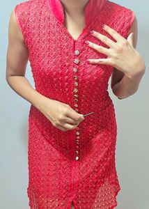 Red Stretchable Party Wear Mini Dress