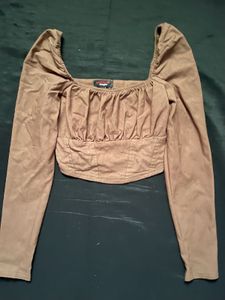 Brown Fitted Crop Top