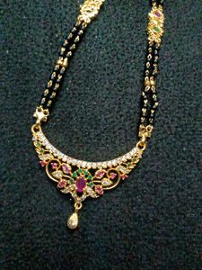 1 Gram Gold Nallapusa(Black Beads) Long Chain