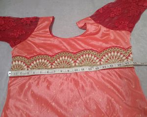 Red N Peach Party Wear Kurta