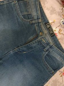 Blue Denim Straight Leg Jeans