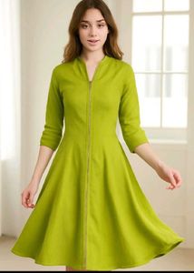 Chic Green Fit & Flare Dress🪷