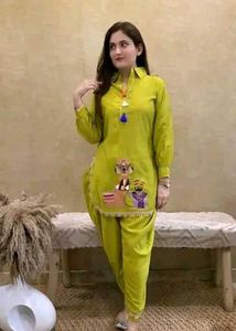 (M toXXL) Embroidered A-Line Kurti With Dhoti Pant