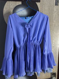 Pleated Lavender Top with Tie