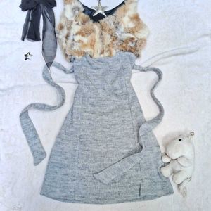 y2k Gray Knit Mini Dress
