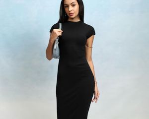 32-34Elegant Black Dress midi