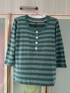 Sea Green Striped Full-Sleeve Tee (Size 14)