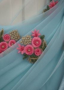 Elegant Embroidered Saree with Stiched blouse