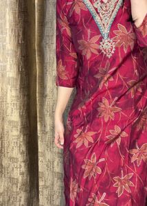 Beautiful Cherry Kurta With Pants