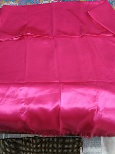 Pink Satin Saree