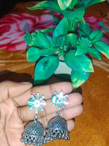 Silver Jhumka Earrings(oxidised)