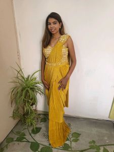 Elegant Drape Mustard Saree