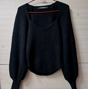 Chic Black Square Neck Top