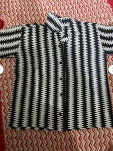 Striped Knit Button-Down Shirt