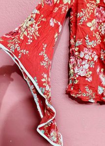 Red Floral Off-Shoulder Top
