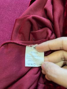 Burgundy Velvet Long Sleeve Dress- Size Small