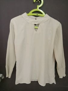 Beige Plain Women&#39;s Top