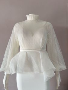 White High Neck Peplum Mermaid Gown