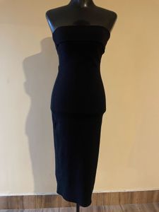 Black Strapless Midi Dress
