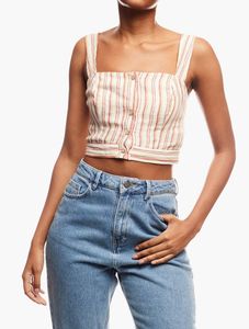 Forever 21 Striped Button-Down Crop Top