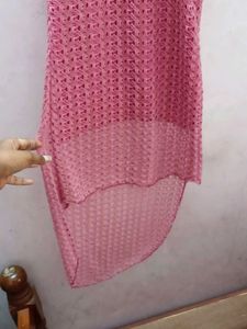 Pink Crochet Beach Cover Up