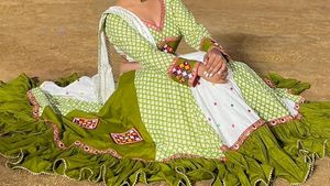 Green and White Chaniya Choli