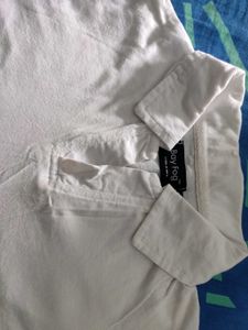 Women White Crop Tshirt