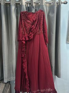 Elegant Maroon Embellished Dress