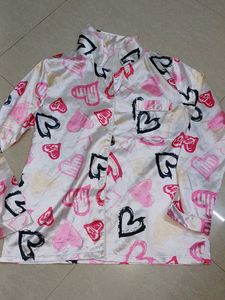 White Pink Night Suit Girls Wear Med To Large