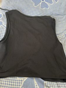 H&amp;M Black Ribbed Crop Top