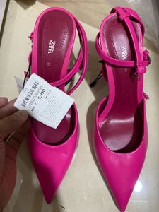 Zara Pink Heeled Mules Euro 35
