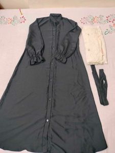 Black Abaya With Belt And Scarf