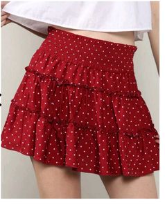 Red Polka Dot Tiered Skirt