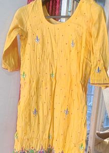 Yellow Embroidered Kurti Salwar